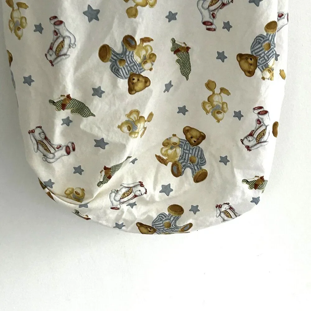 Blue Jean Teddy Bear Crib Sheet Fitted Spring Industries Duck Bunny Dog Cotton